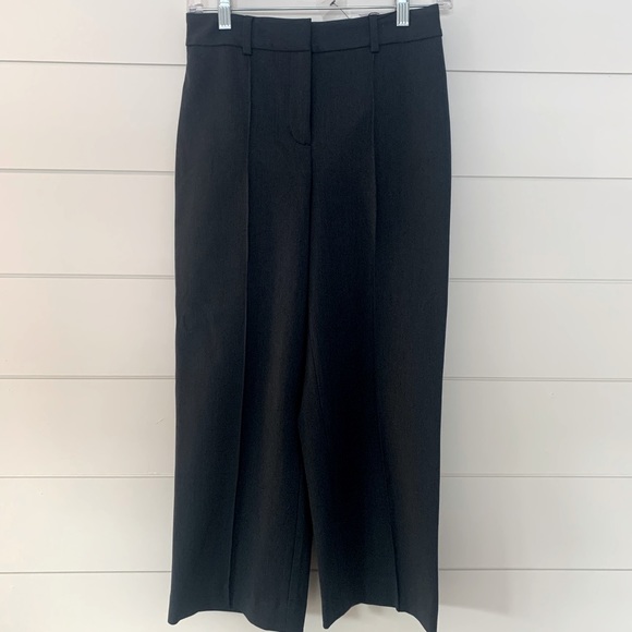 🤍 NWT New Express Cropped Straight High Rise Dark Gray Pants - Picture 2 of 7